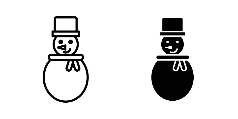 Snowman icon silhouette vector set. thin line pack Stock Illustration