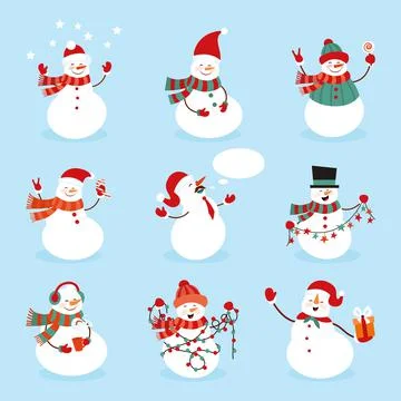 Snowman. Icon. Simple style. Vector illustration isolated on white background Stock Illustration
