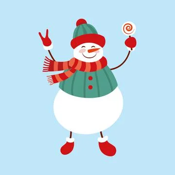 Snowman. Icon. Simple style. Vector illustration isolated on white background Stock Illustration