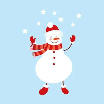 Snowman. Icon. Simple style. Vector illustration isolated on white background Stock Illustration