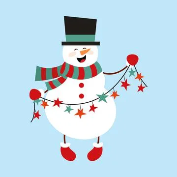 Snowman. Icon. Simple style. Vector illustration isolated on white background Stock Illustration