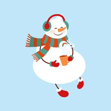 Snowman. Icon. Simple style. Vector illustration isolated on white background Stock Illustration
