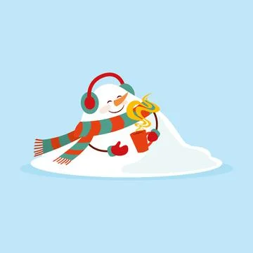 Snowman. Icon. Simple style. Vector illustration isolated on white background Stock Illustration