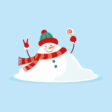 Snowman. Icon. Simple style. Vector illustration isolated on white background Illustrazione stock
