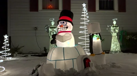 Vintage snow igloo house lighted snowman purchases and lady