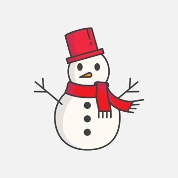 Snowman illustration in flat style Illustrazione stock