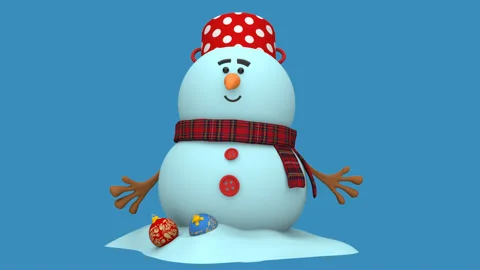 Snowman isloated with alpha matte Stock-Footage 145007200