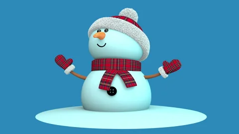 Snowman Isolated with alpha matte Stock Footage 145091759