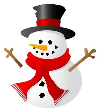 Snowman isolated on white background Illustrazione stock