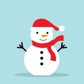 Snowman isolated on white background. Vector illustration. Stock Illustration