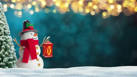 Snowman with lantern Stock Footage 250386037