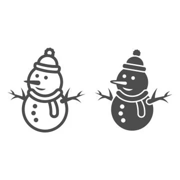 Snowman line and solid icon, World snow day concept, Snow Man sign on white Stockillustratie