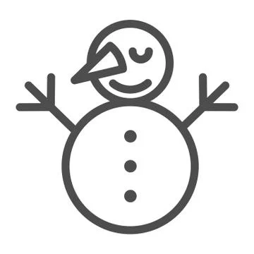 Snowman line icon. Snow vector illustration isolated on white. Smiling snowman Stock Illustration