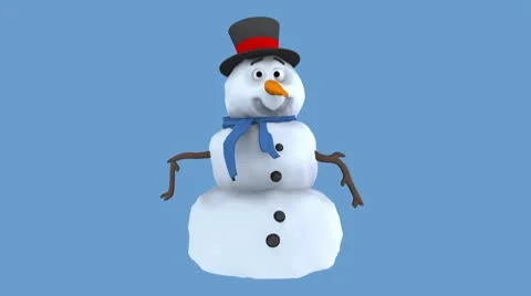 Snowman loop with alpha matte HD Stock Footage 10566232