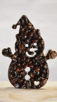 Snowman made from coffee beans – Creative winter decoration made from coffee Stock Photos