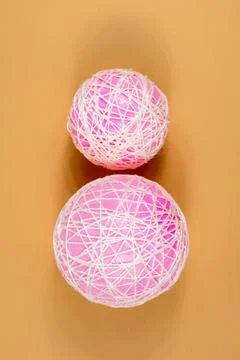 Snowman made of threads. A set of items for making a handmade snowman. Threads Stock Photos