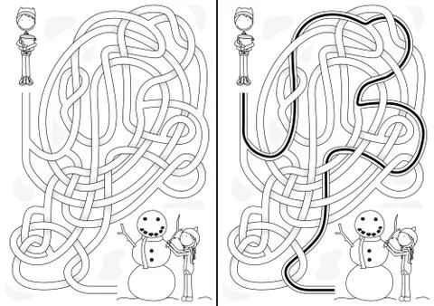 Snowman maze Ilustración de archivo