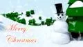 Snowman Merry Christmas happy waving animation winter snowflakes falling HD Footage