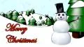 Snowman Merry Christmas happy waving cartoon winter snowflakes falling HD Footage