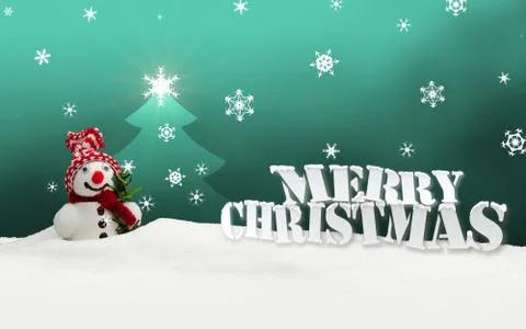 Snowman merry christmas turquoise Иллюстрация