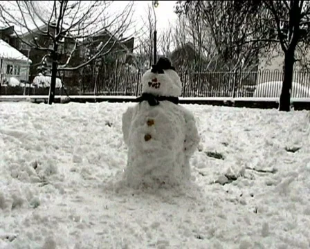 Snowman multiple shots Pov through window Stock Footage 349679
