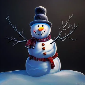 Snowman at night. Christmas is coming soon. We wait Stock Illustration