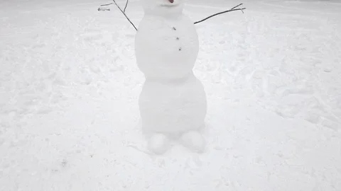 A snowman in a park Stock Footage 122703046