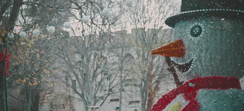 Snowman in a park Video stock 144830090