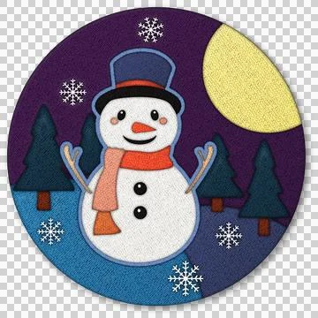 Snowman Patchwork Clipart in circle shape Stock Illustration