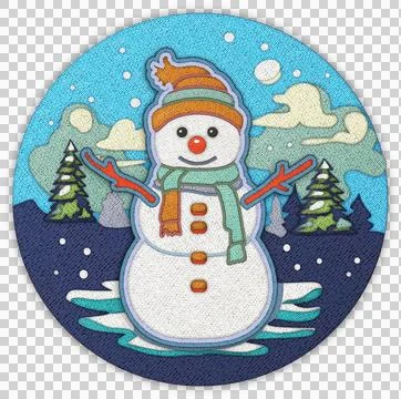 Snowman patchwork element clipart. Stock Illustration