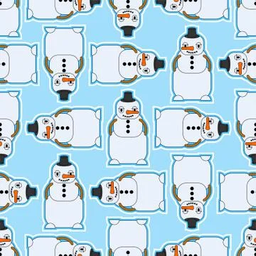 Snowman pattern seamless. Christmas background. Xmas texture. New Year orname Stock Illustration