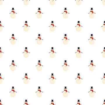 Snowman pattern for winter holiday repeating background Stock Illustration