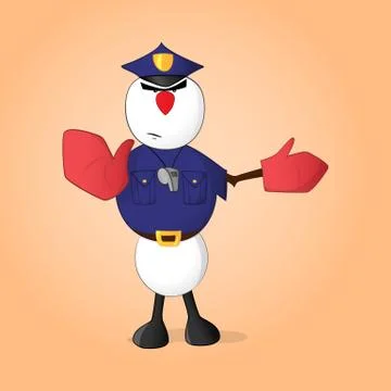 Snowman policeman Stock Illustration