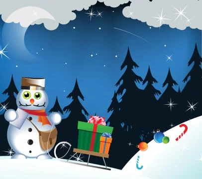 Snowman postman Stock Illustration
