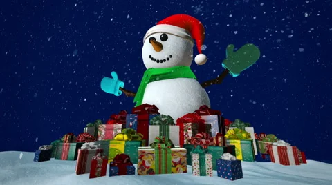 Snowman with presents Stock Footage 44159913