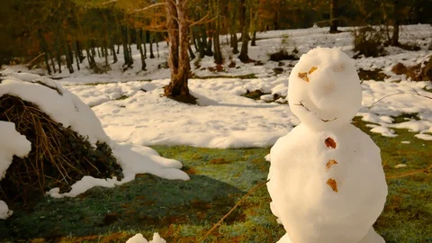 A snowman in Rascafria Stock-Footage 123689653