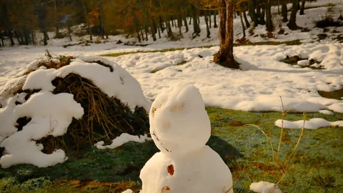 A snowman in Rascafria Stock-Footage 123689667
