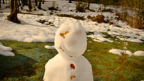 A snowman in Rascafria Stock Footage 123689699