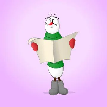 Snowman reading a newspaper Stock Illustration