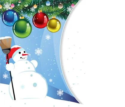 Snowman in a red hat Stock Illustration