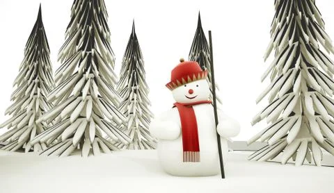 Snowman rendered Stock Illustration