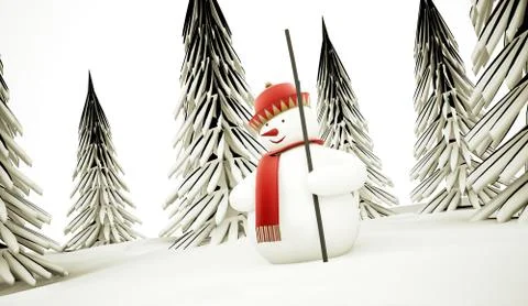 Snowman rendered Stock Illustration