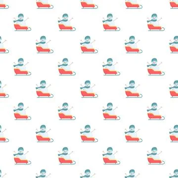 Snowman riding sleigh seamless pattern for winter holidays 스톡 일러스트