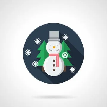 Snowman round flat vector icon Stock Illustration