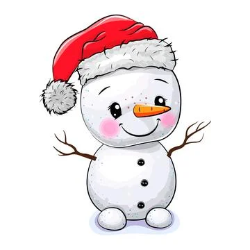 Snowman with santa hat Stock Illustration