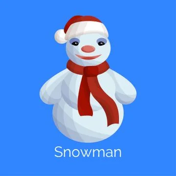 Snowman with Santas cap. Polygonal vector drawing Stock Illustration