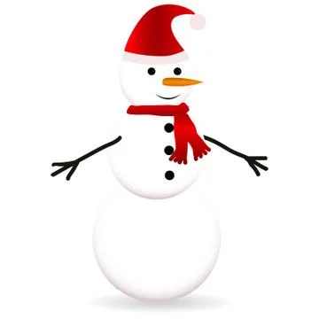 Snowman with scarf on a white background Stock Illustration