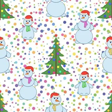Snowman, Seamless Stock Illustration