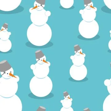 Snowman seamless pattern. Background of snow figure. Texture of Christmas win イラスト素材