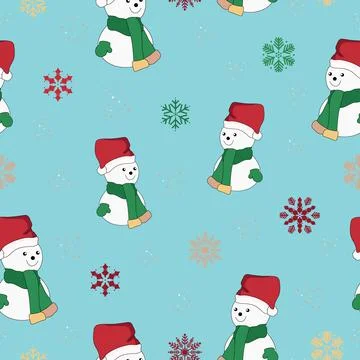 Snowman seamless pattern. Christmas pattern. Stock Illustration